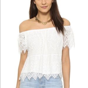 Cupcakes and Cashmere Lace off the shoulder top